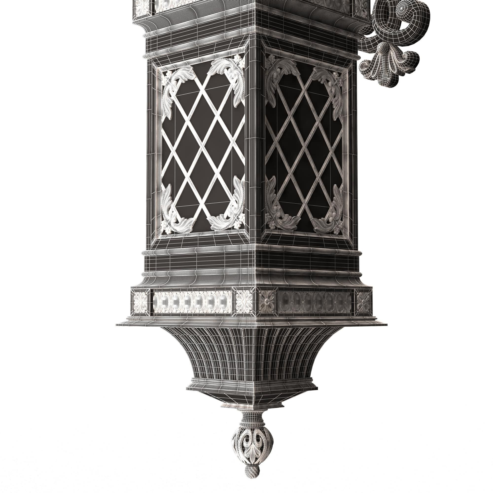 Classic Street Wall Light 0202 Low-poly 3D model_9