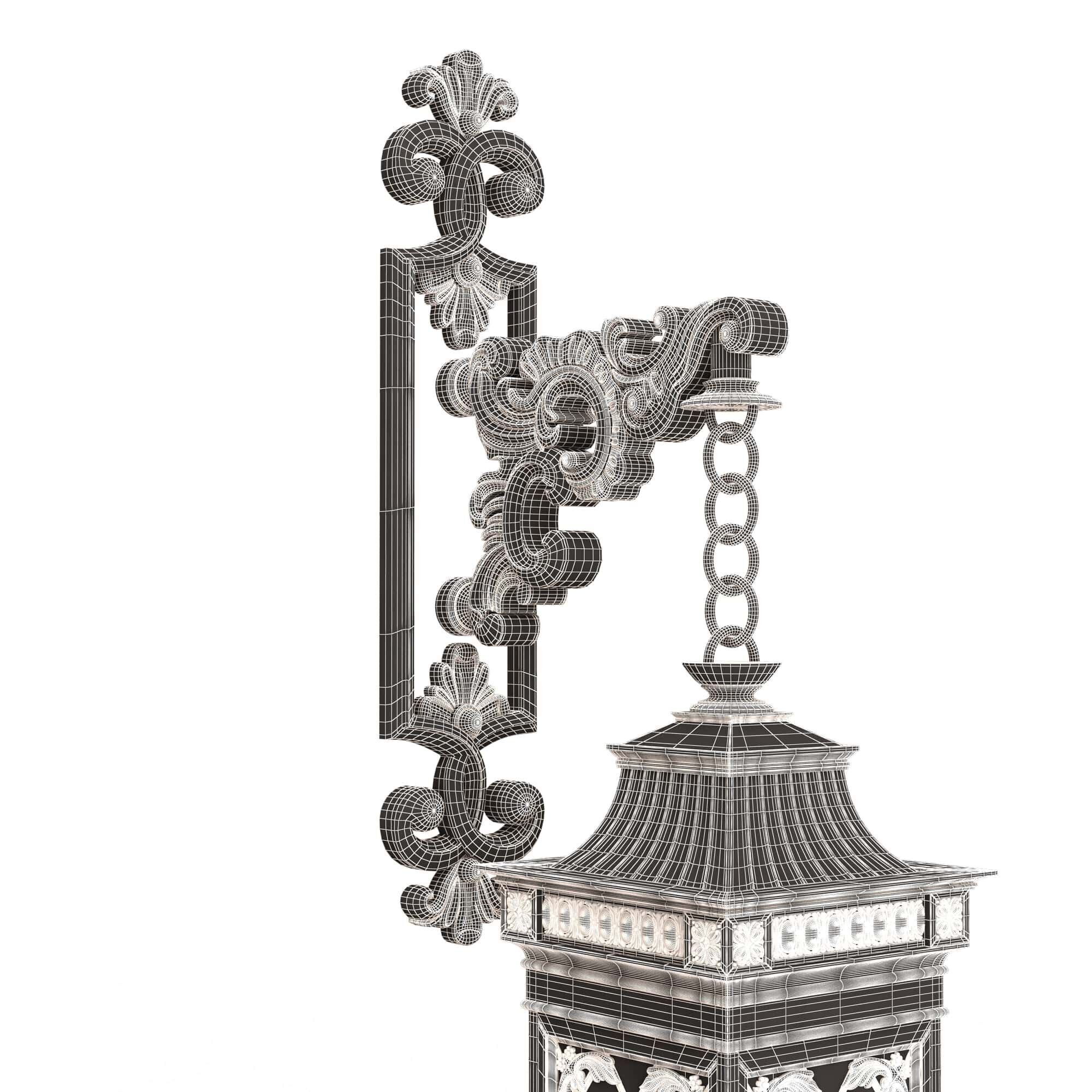 Classic Street Wall Light 0202 Low-poly 3D model_8