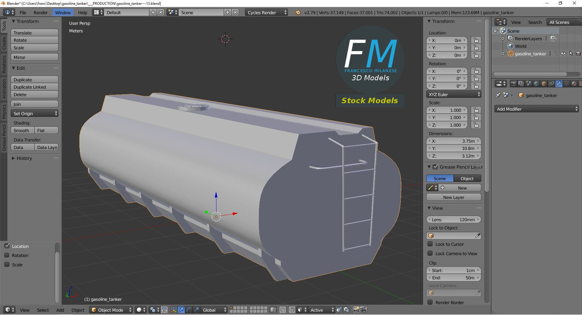 Gasoline tanker 3D model_9