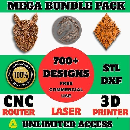 MEGA BUNDLE CNC STL Files Pack For CNC Router 3D Printer Laser 3D print model