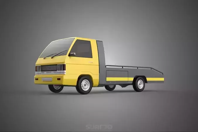 FLATBED TOW TRUCK CAR CARRIER PARKED RECOVERY SERVICE PICK UP 3D model