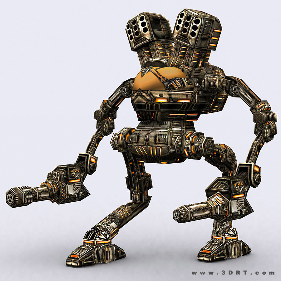 3DRT - Robots mech modular construction kit Low-poly 3D model_41