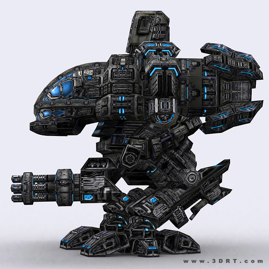 3DRT - Robots mech modular construction kit Low-poly 3D model_12