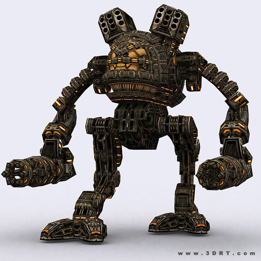 3DRT - Robots mech modular construction kit Low-poly 3D model_24