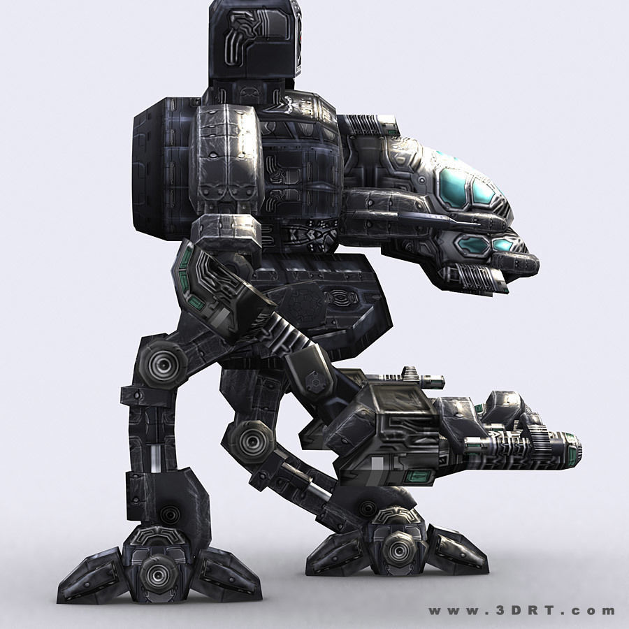 3DRT - Robots mech modular construction kit Low-poly 3D model_30