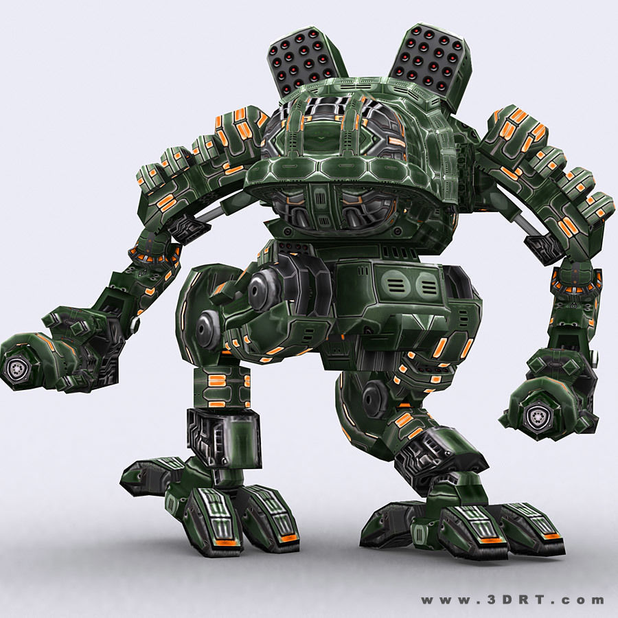 3DRT - Robots mech modular construction kit Low-poly 3D model_19