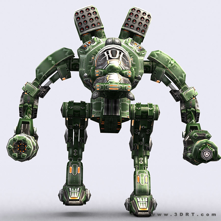 3DRT - Robots mech modular construction kit Low-poly 3D model_29