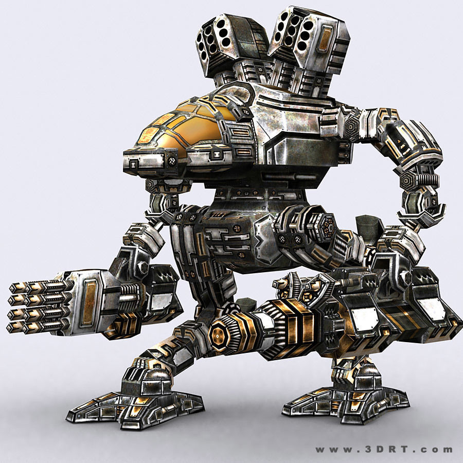 3DRT - Robots mech modular construction kit Low-poly 3D model_37