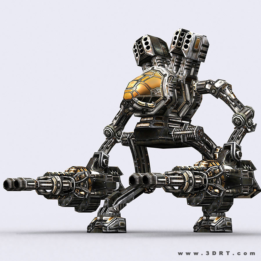 3DRT - Robots mech modular construction kit Low-poly 3D model_47