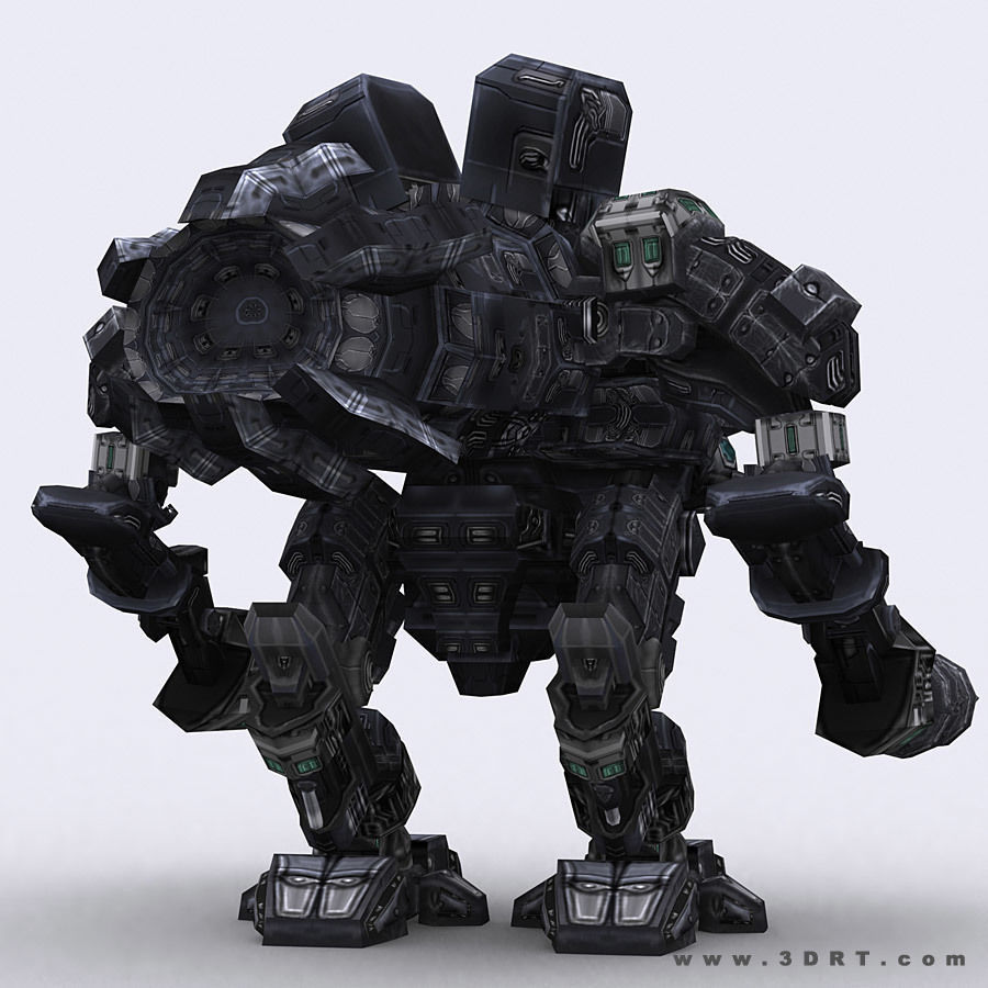 3DRT - Robots mech modular construction kit Low-poly 3D model_8