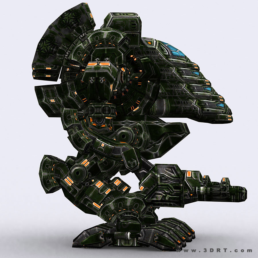 3DRT - Robots mech modular construction kit Low-poly 3D model_7