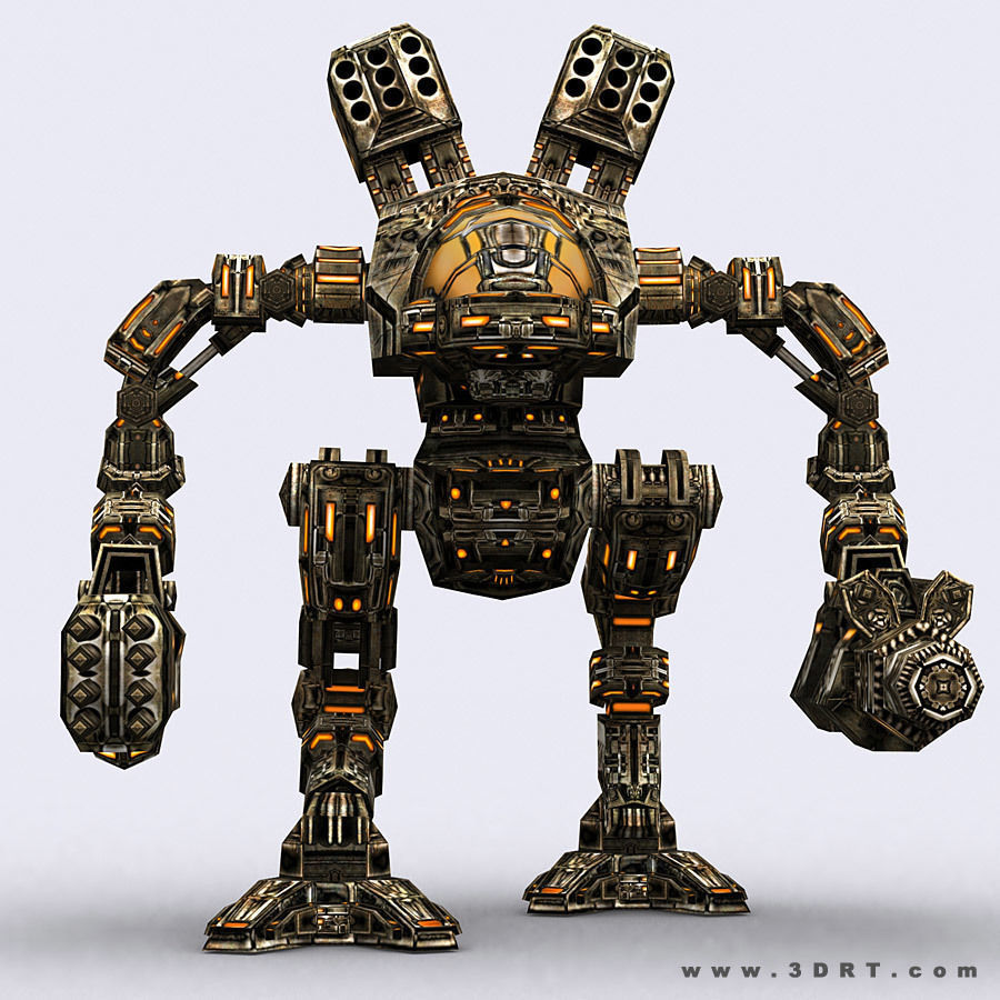 3DRT - Robots mech modular construction kit Low-poly 3D model_42