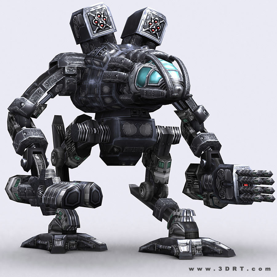 3DRT - Robots mech modular construction kit Low-poly 3D model_32