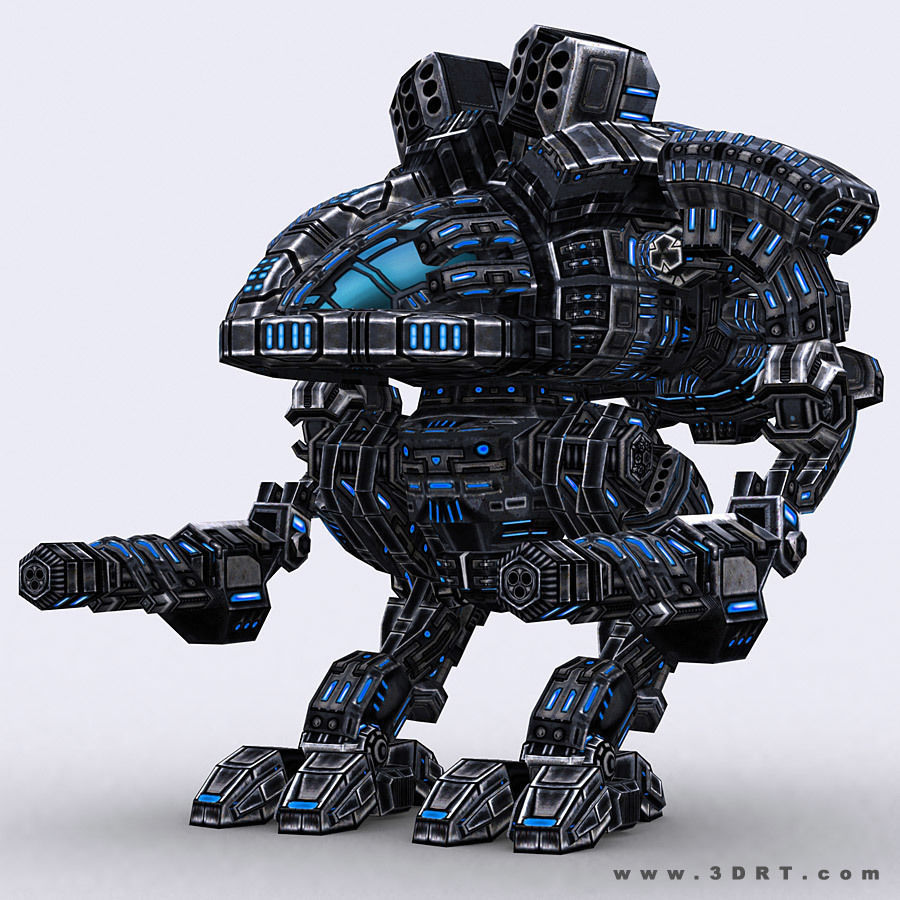 3DRT - Robots mech modular construction kit Low-poly 3D model_22