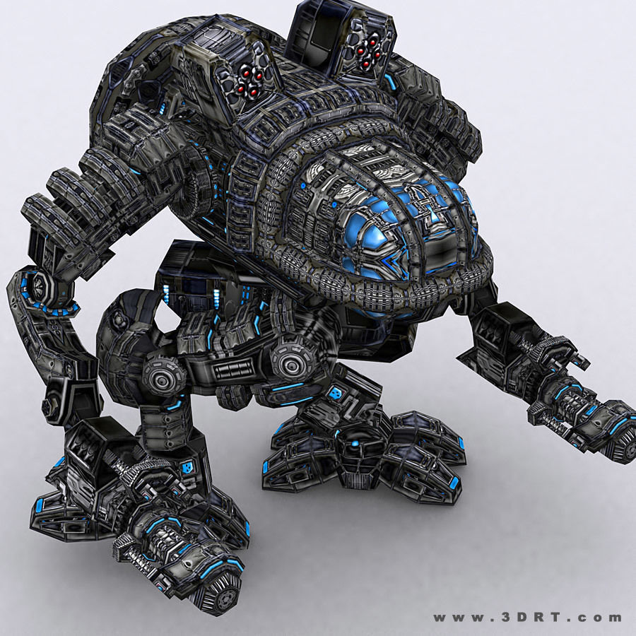 3DRT - Robots mech modular construction kit Low-poly 3D model_17