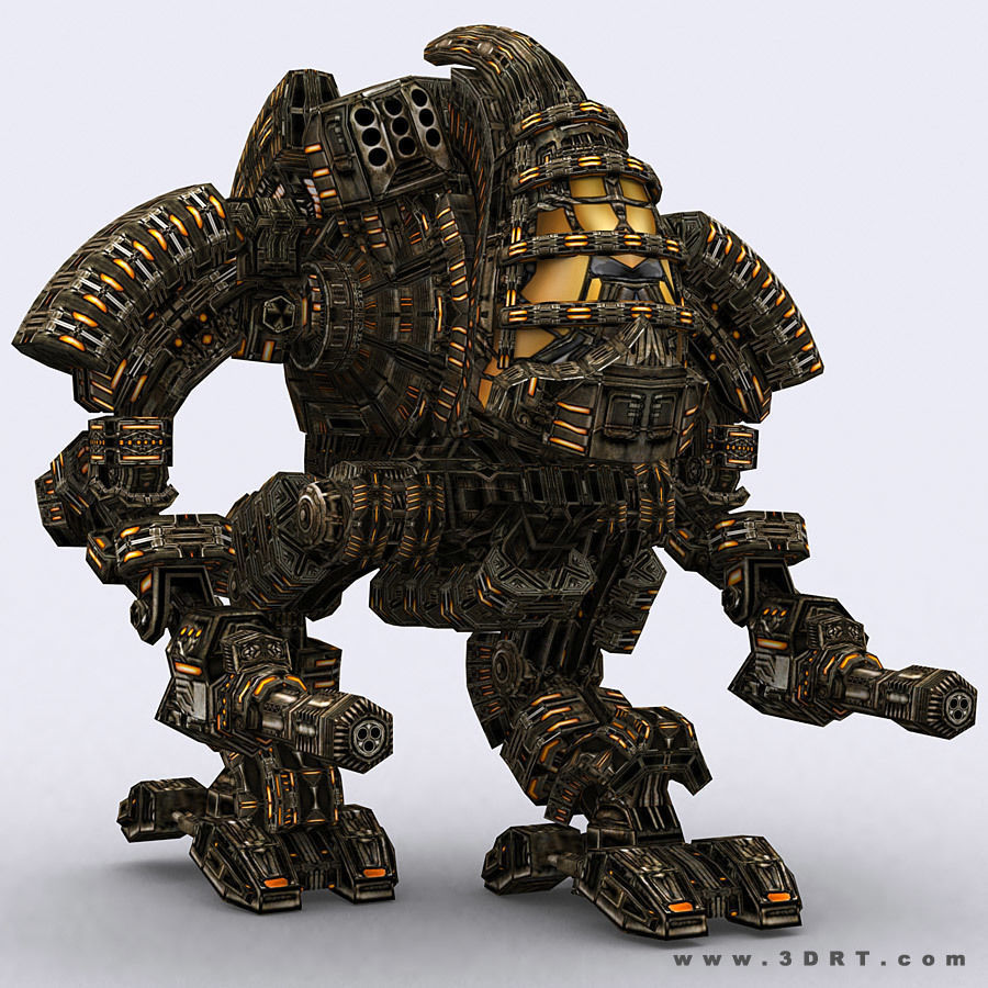 3DRT - Robots mech modular construction kit Low-poly 3D model_1