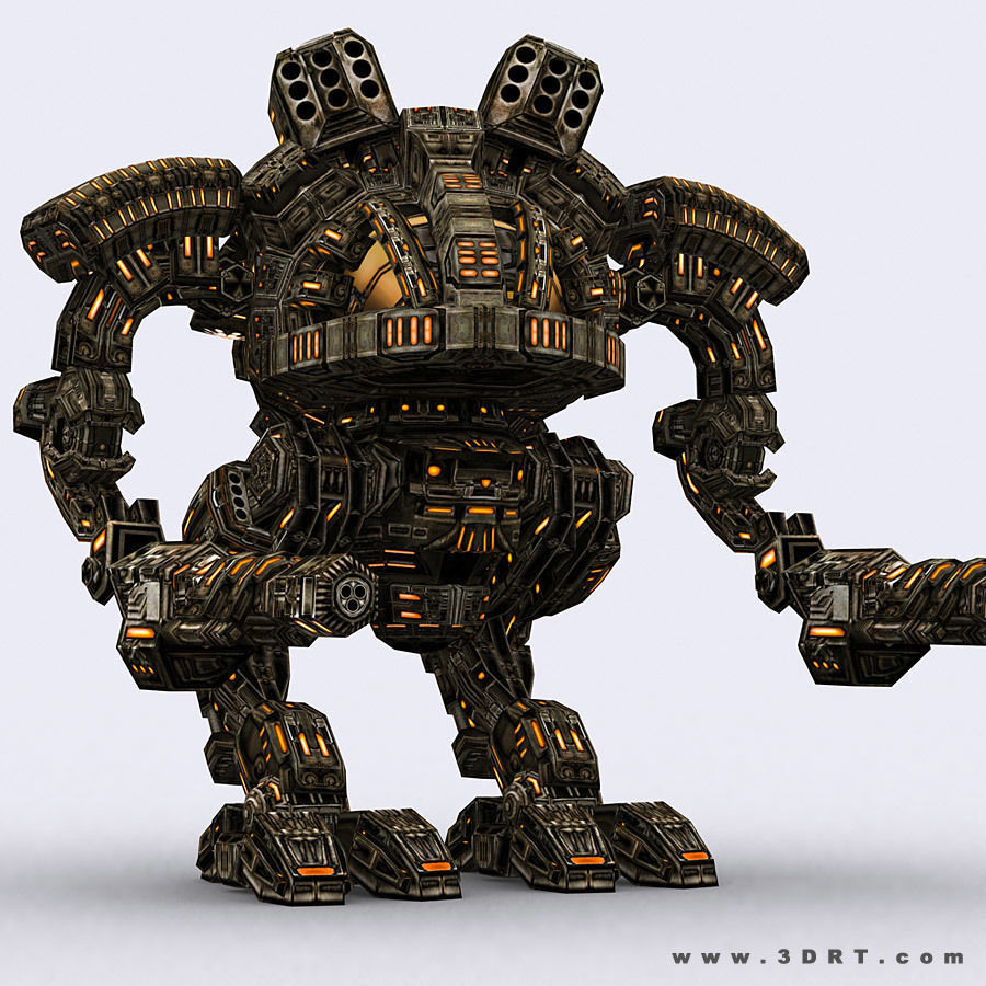 3DRT - Robots mech modular construction kit Low-poly 3D model_21