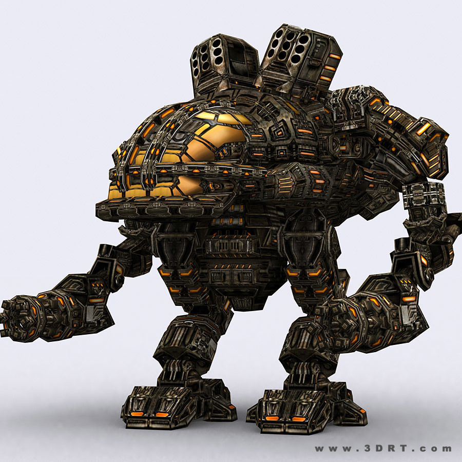 3DRT - Robots mech modular construction kit Low-poly 3D model_11