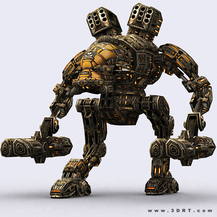 3DRT - Robots mech modular construction kit Low-poly 3D model_28