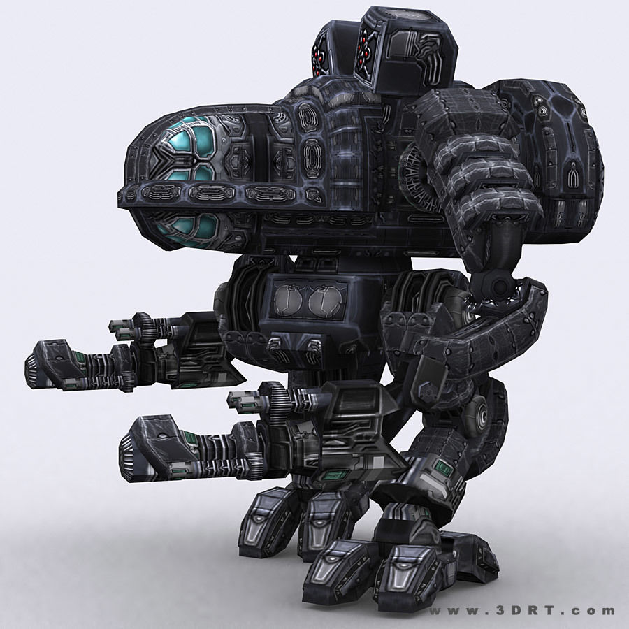 3DRT - Robots mech modular construction kit Low-poly 3D model_15