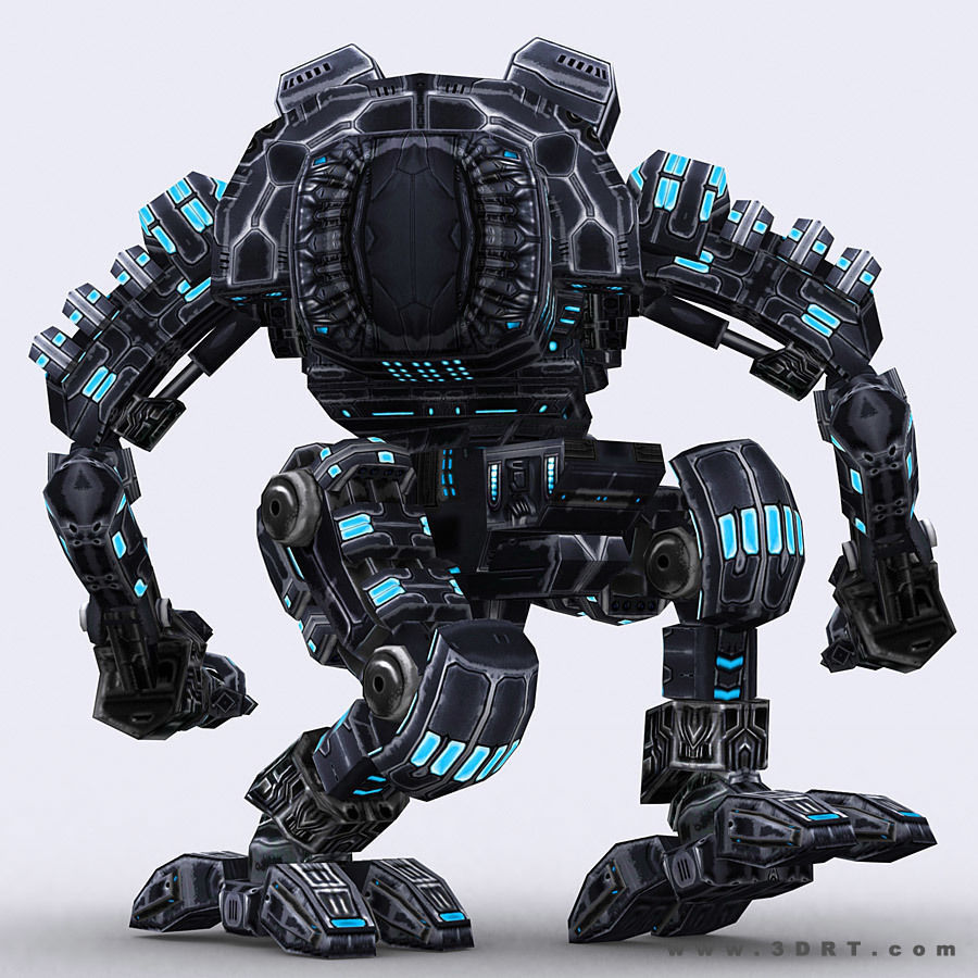 3DRT - Robots mech modular construction kit Low-poly 3D model_18