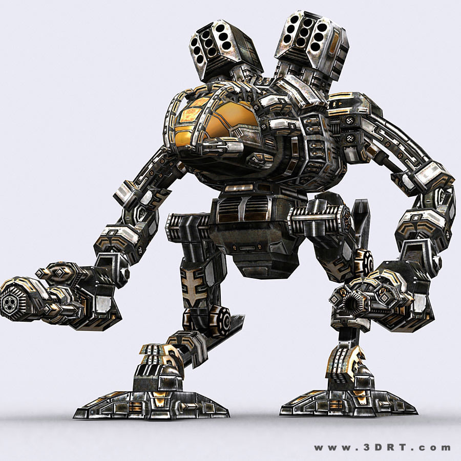 3DRT - Robots mech modular construction kit Low-poly 3D model_35