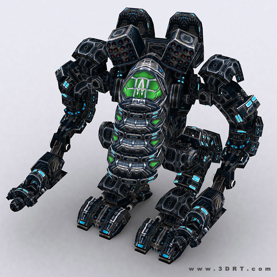 3DRT - Robots mech modular construction kit Low-poly 3D model_10