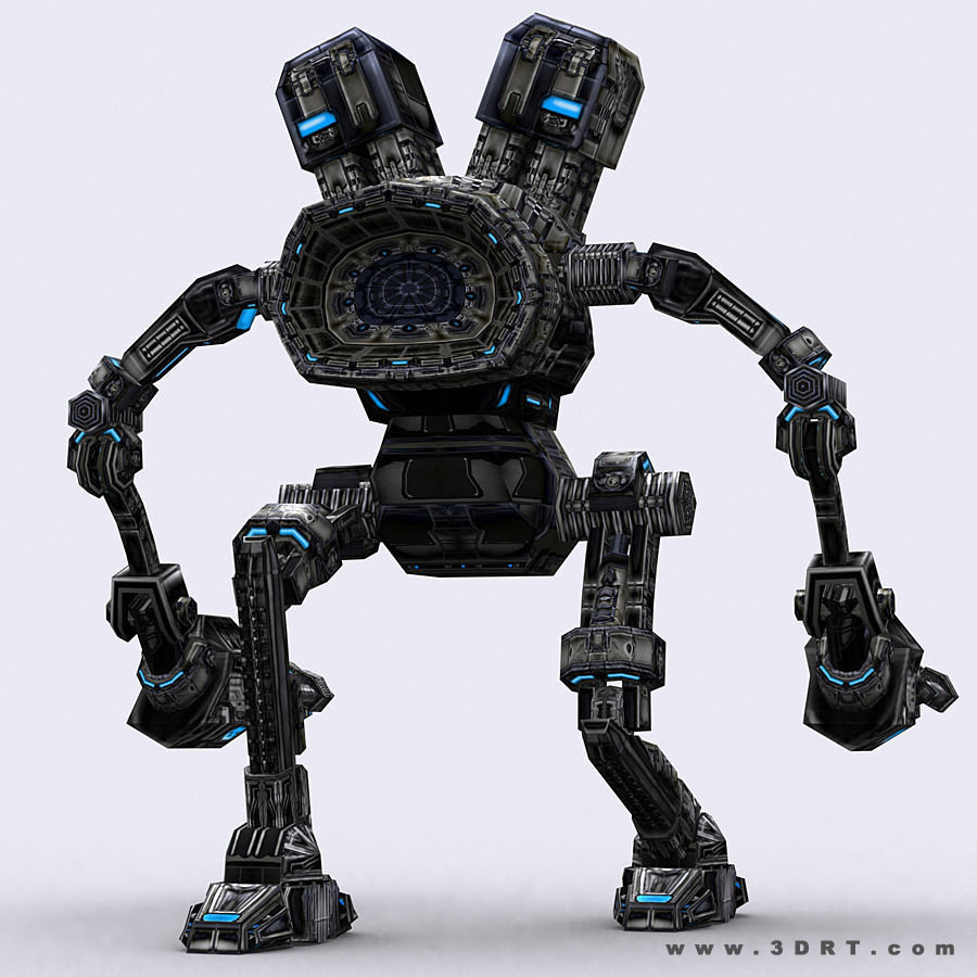3DRT - Robots mech modular construction kit Low-poly 3D model_40