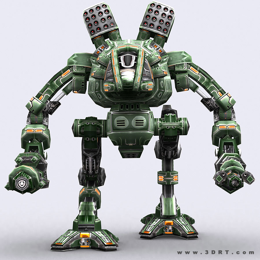 3DRT - Robots mech modular construction kit Low-poly 3D model_36