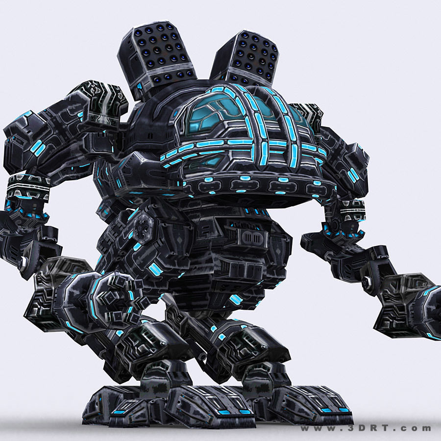 3DRT - Robots mech modular construction kit Low-poly 3D model_13