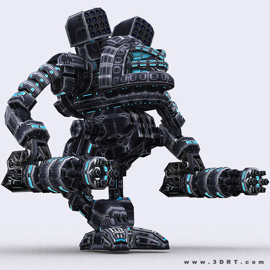 3DRT - Robots mech modular construction kit Low-poly 3D model_31