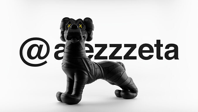 Kaws Black Zooth Neightborhood Textured Low-poly 3D model