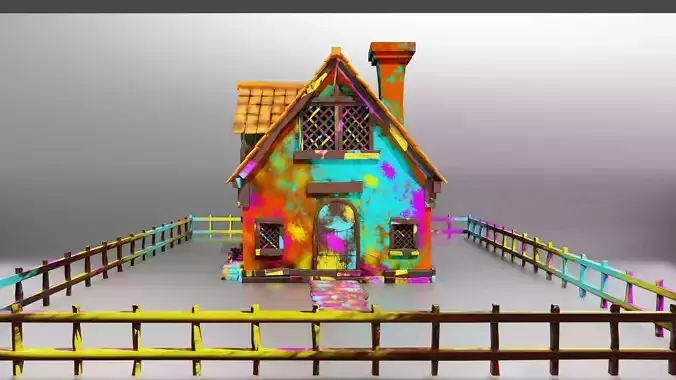 Stylized Colorful Cottage House 3D Model