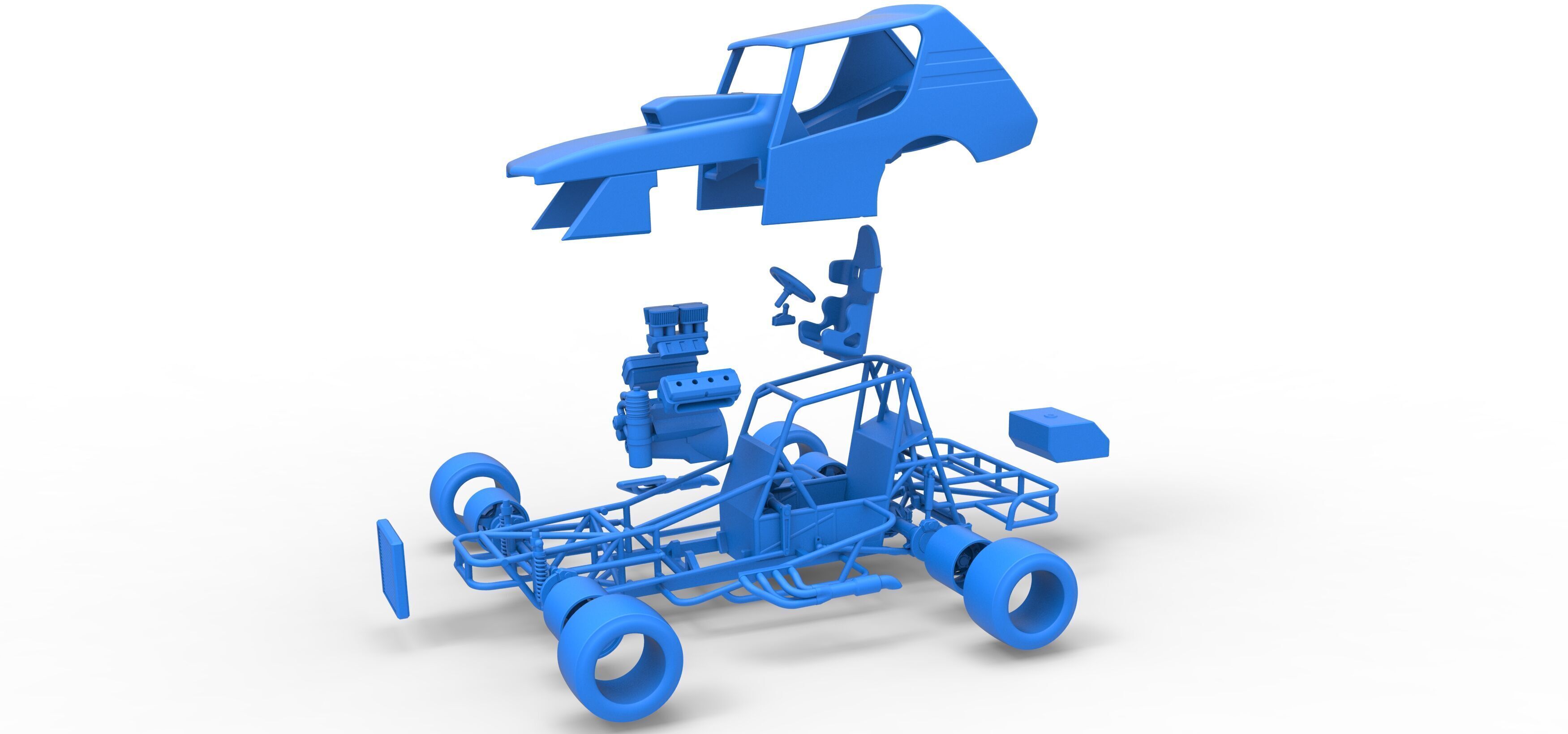 Vintage Asphalt Modified stock car V6 Scale 1 to 25 3D print model_38