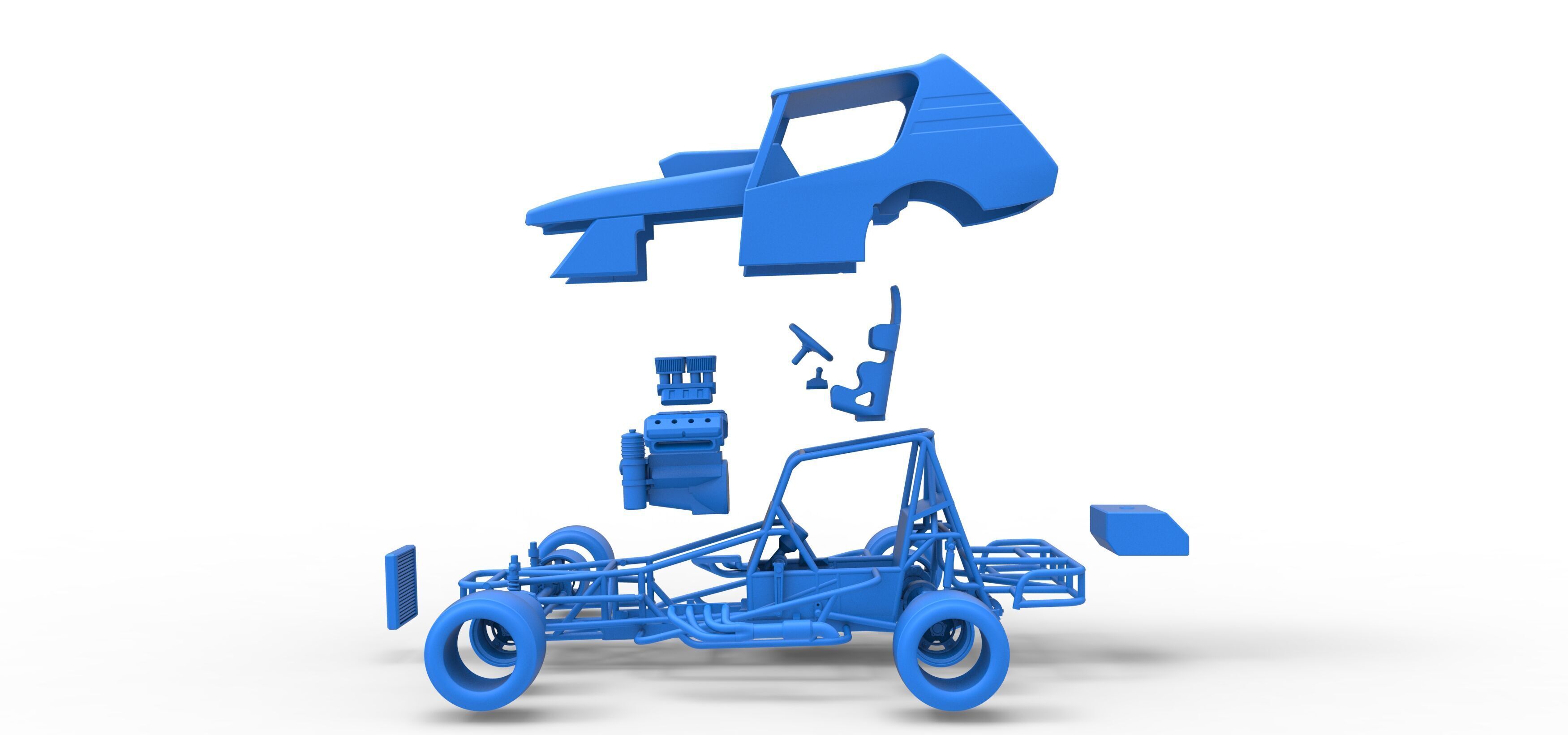 Vintage Asphalt Modified stock car V6 Scale 1 to 25 3D print model_42