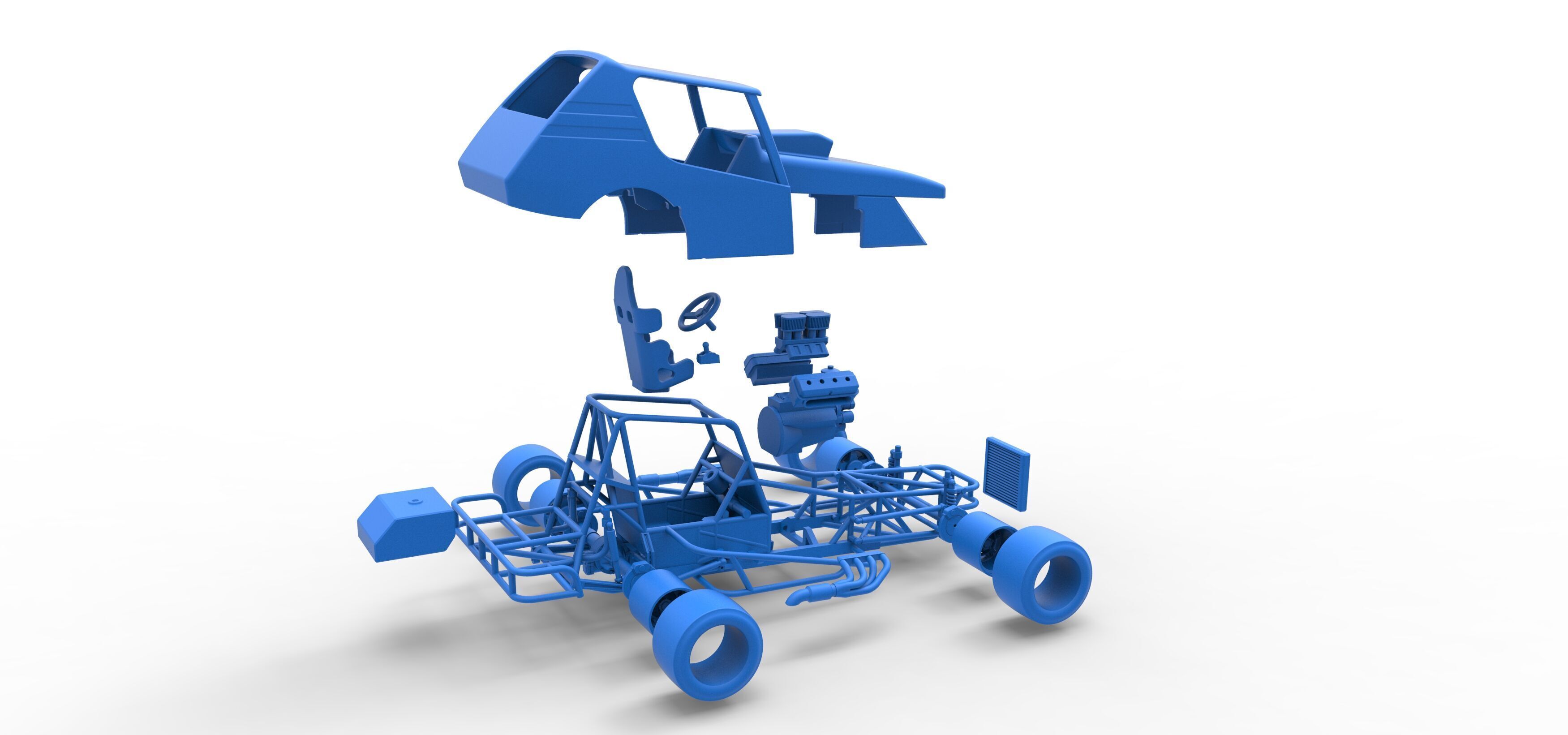 Vintage Asphalt Modified stock car V6 Scale 1 to 25 3D print model_46