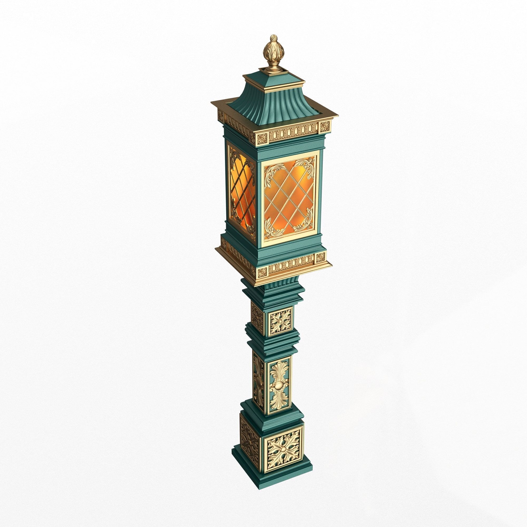 Classic Street Lights Collection 02 Low-poly 3D model_13