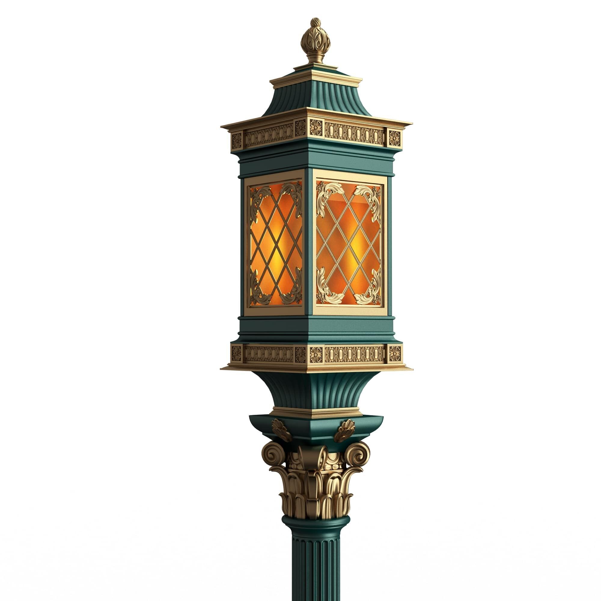 Classic Street Lights Collection 02 Low-poly 3D model_4