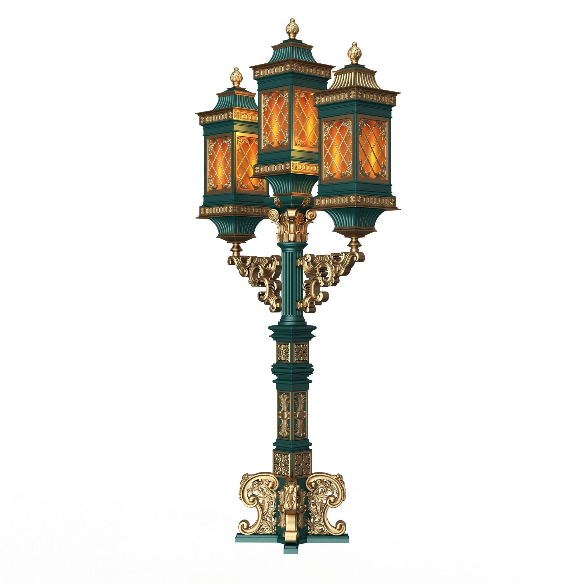 Classic Street Lights Collection 02 Low-poly 3D model_9