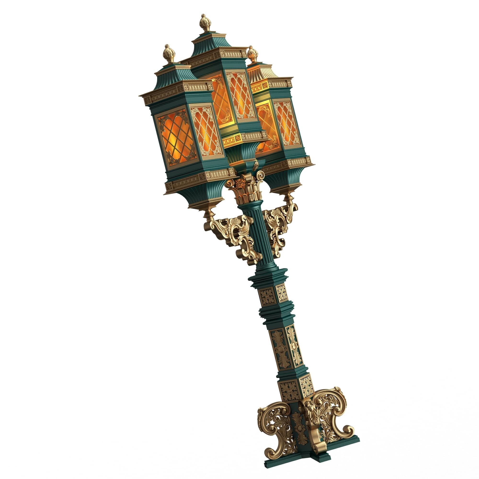 Classic Street Lights Collection 02 Low-poly 3D model_11