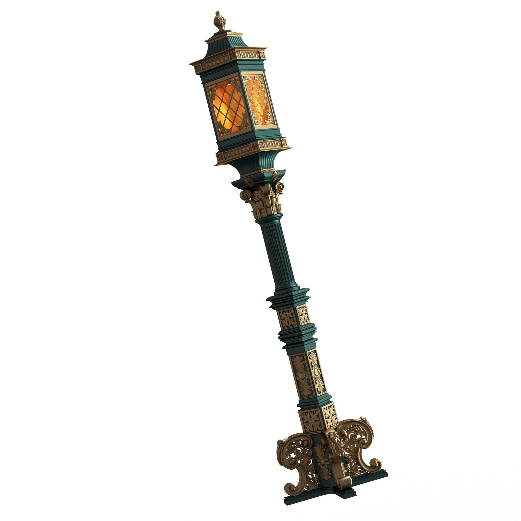 Classic Street Lights Collection 02 Low-poly 3D model_6