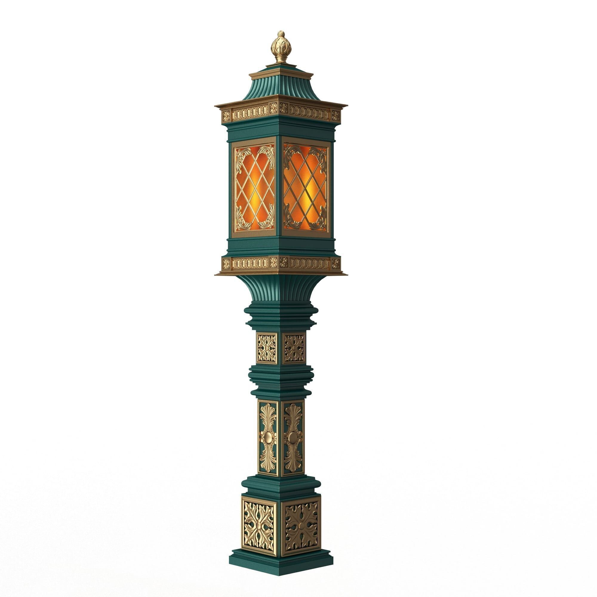 Classic Street Lights Collection 02 Low-poly 3D model_14