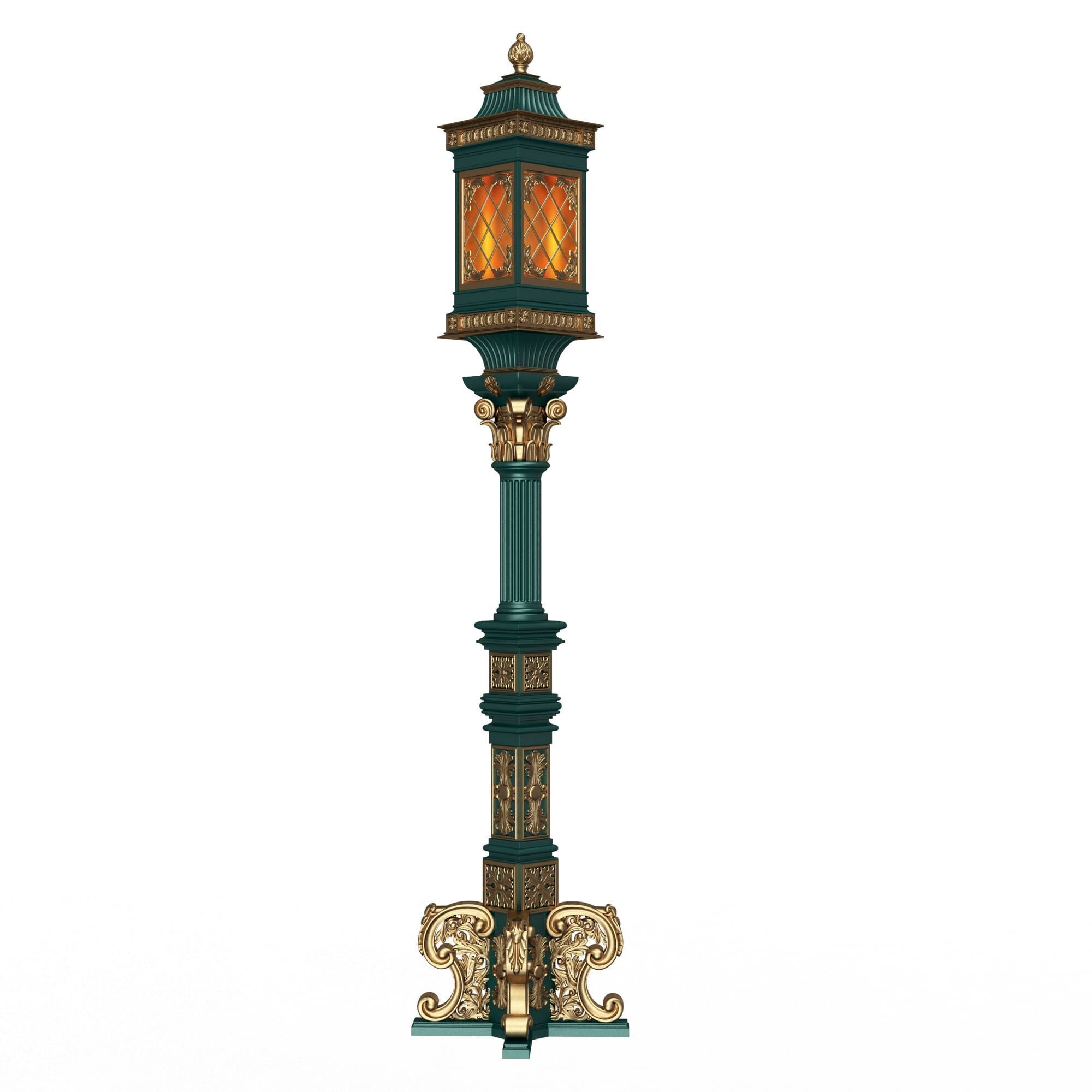 Classic Street Lights Collection 02 Low-poly 3D model_3