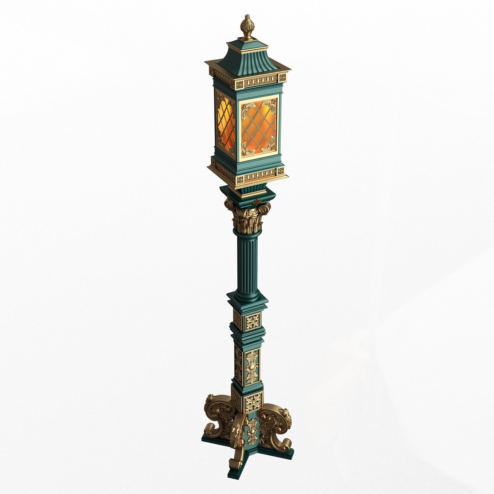 Classic Street Lights Collection 02 Low-poly 3D model_2