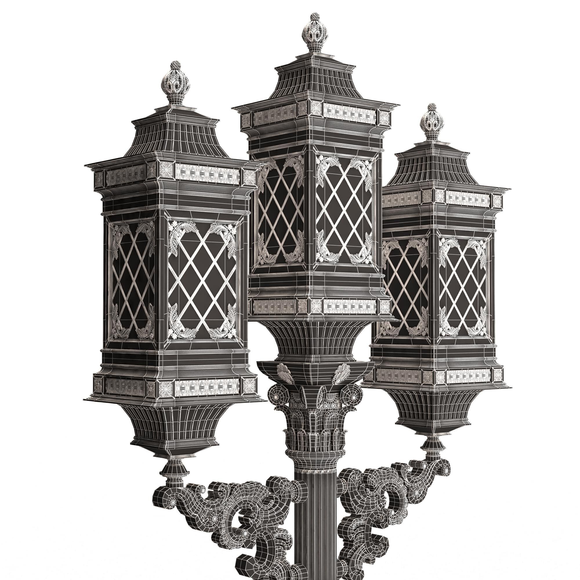 Classic Street Lights Collection 02 Low-poly 3D model_54