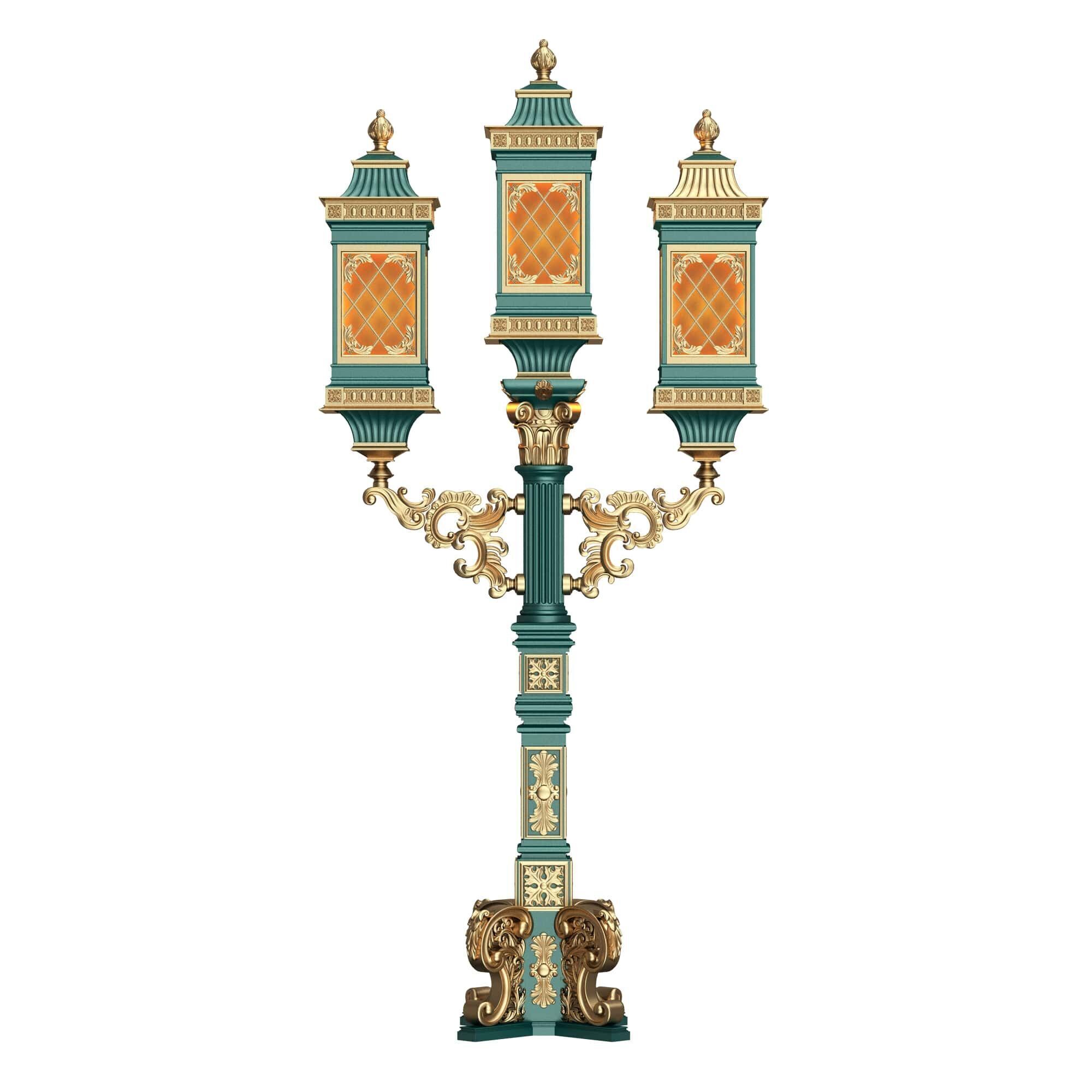 Classic Street Lights Collection 02 Low-poly 3D model_12