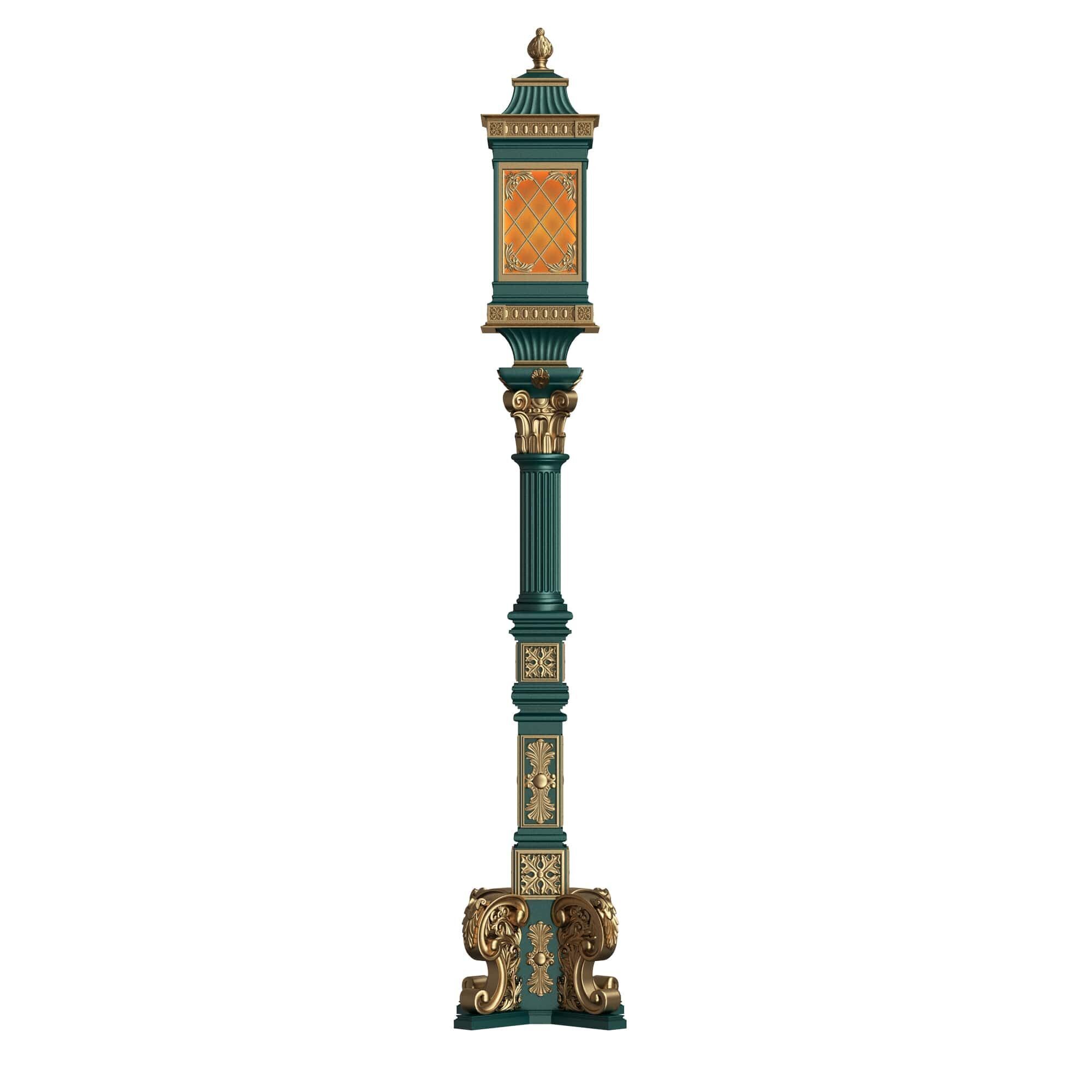 Classic Street Lights Collection 02 Low-poly 3D model_7