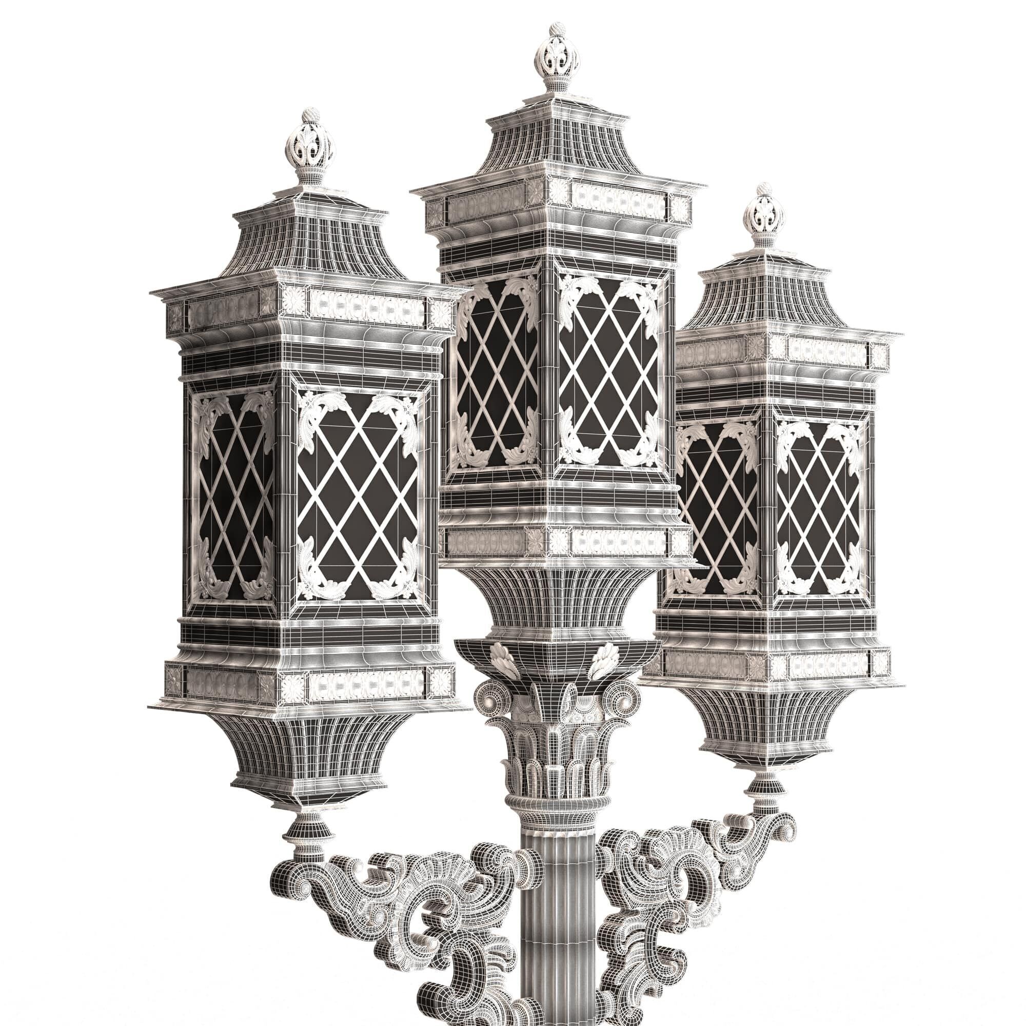 Classic Street Lights Collection 02 Low-poly 3D model_48