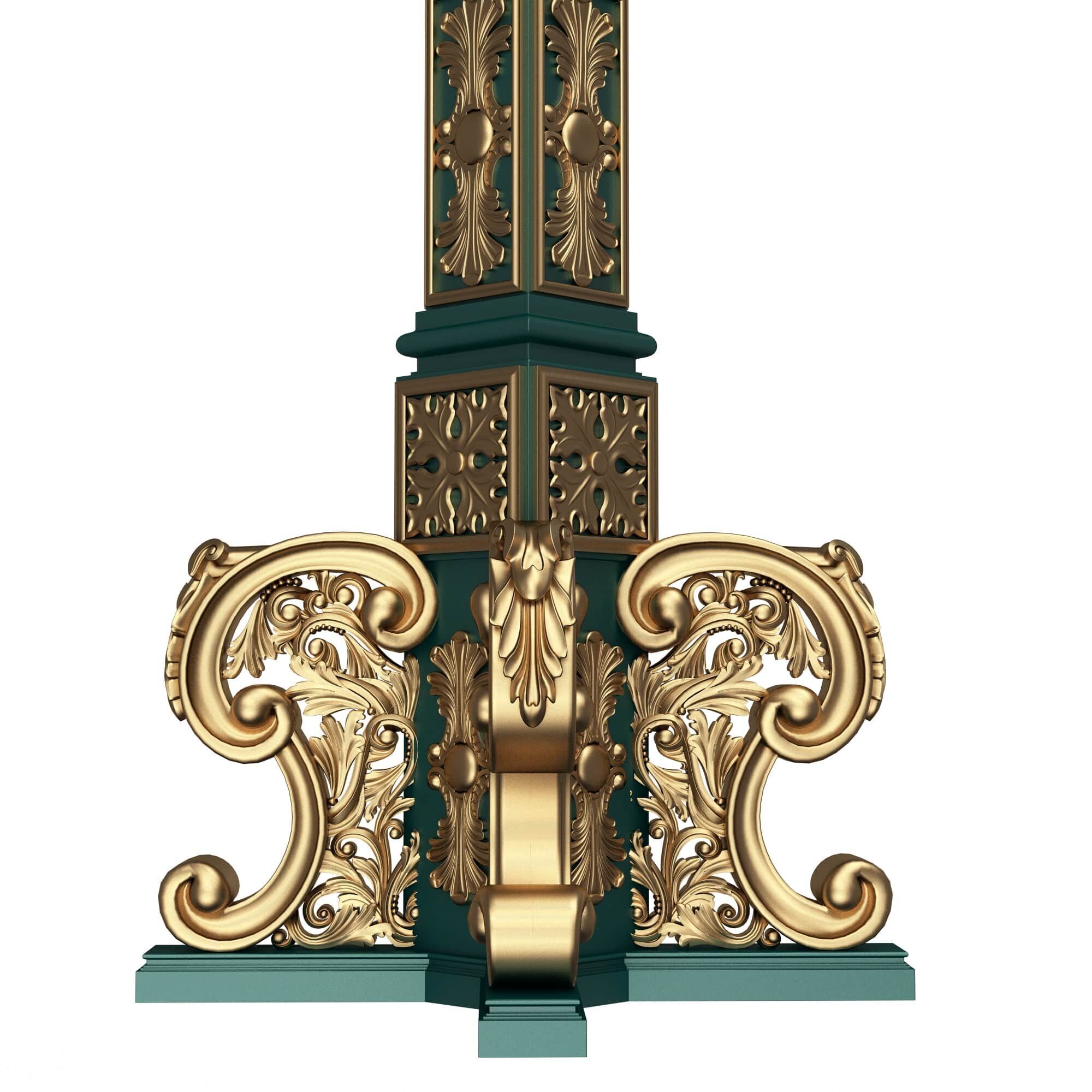 Classic Street Lights Collection 02 Low-poly 3D model_5