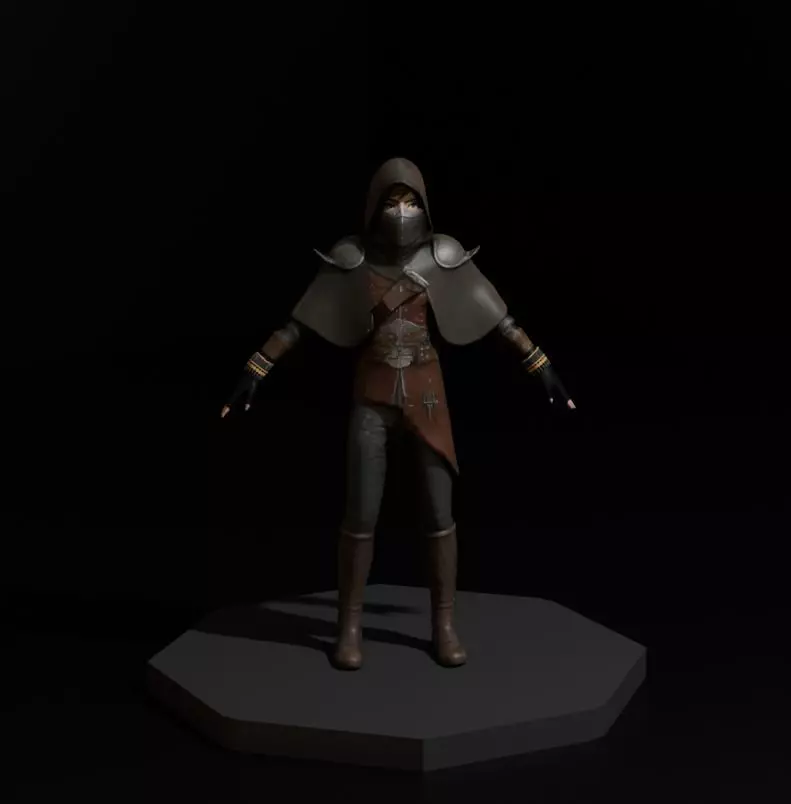 Game Girl warrior Shadow Ranger Stealth Class Character Model Low-poly 3D model_0